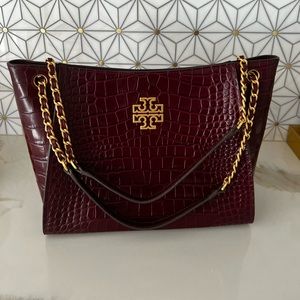 Tory Burch Burgundy Croc Bag